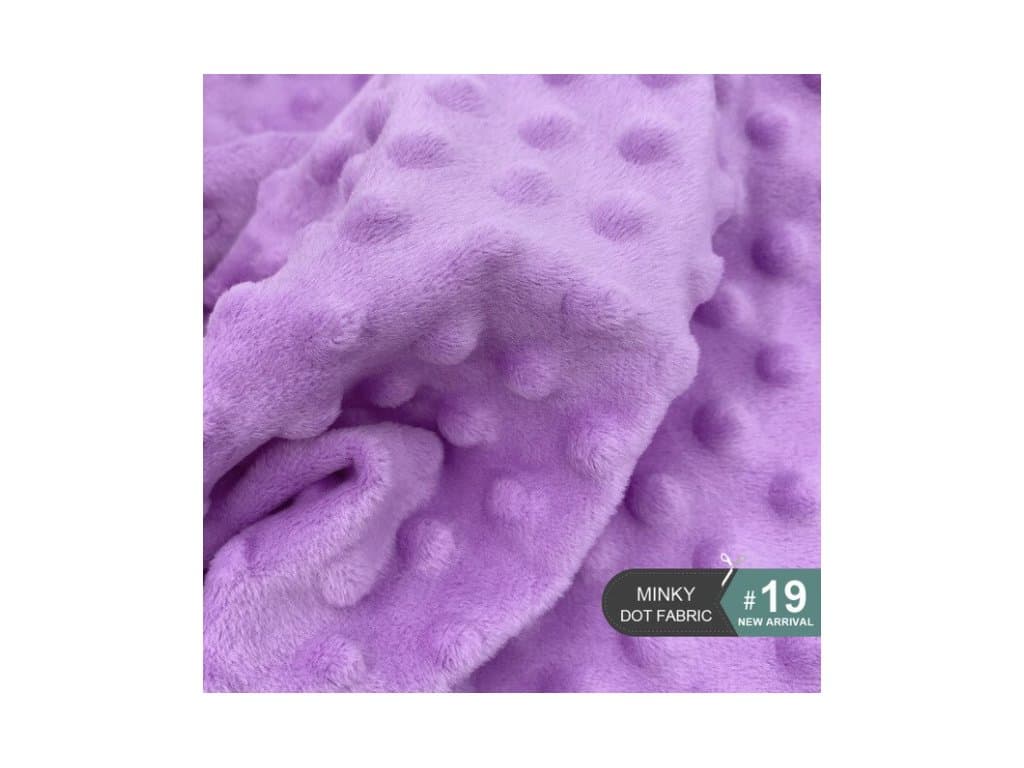 Plyšová látka s tečkami pro ruční šití fialová