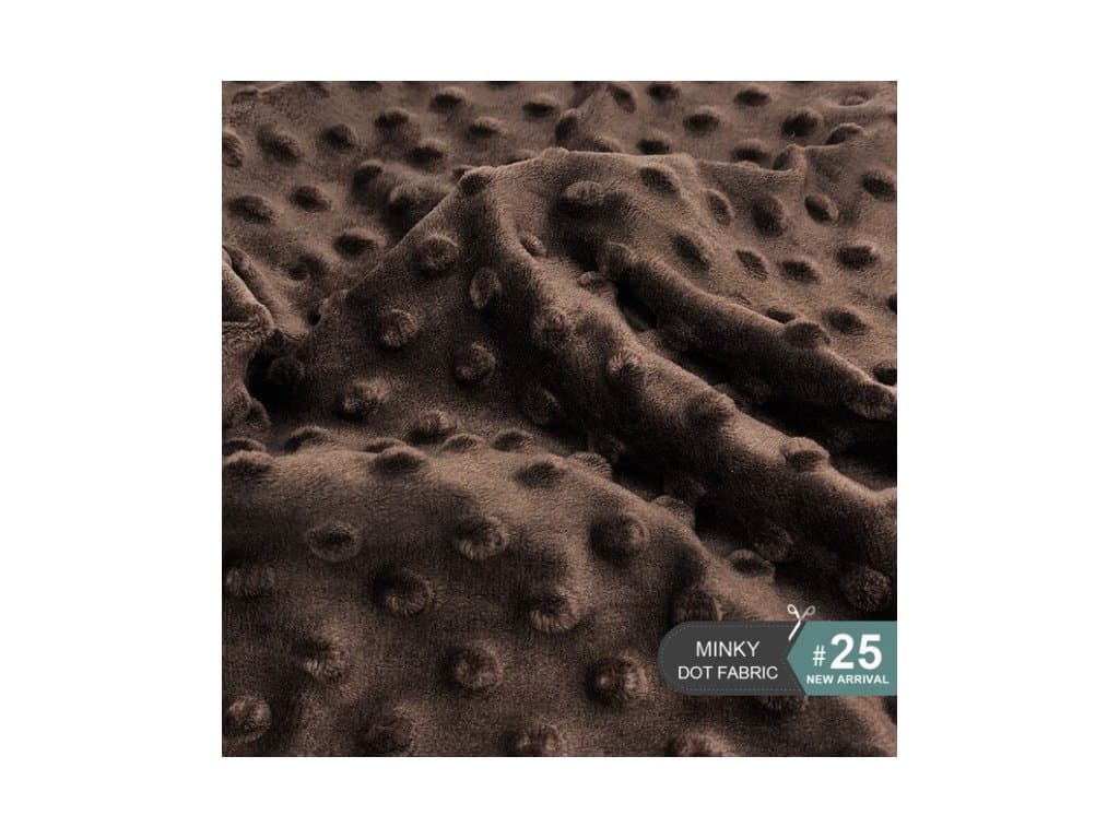 Plyšová látka s tečkami pro ruční šití hnědá