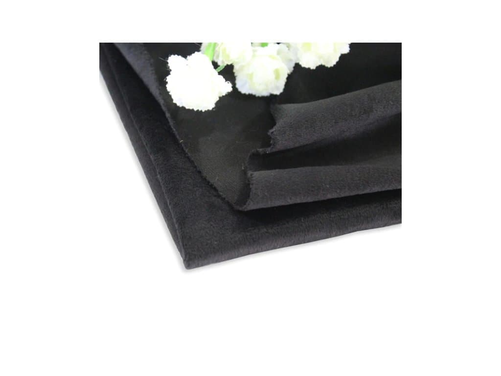 Plyšový měkký textil na šití látka černá