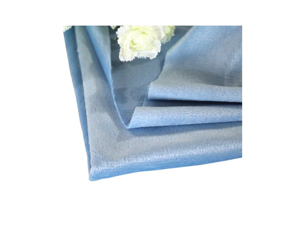 Plyšový měkký textil na šití látka modrá