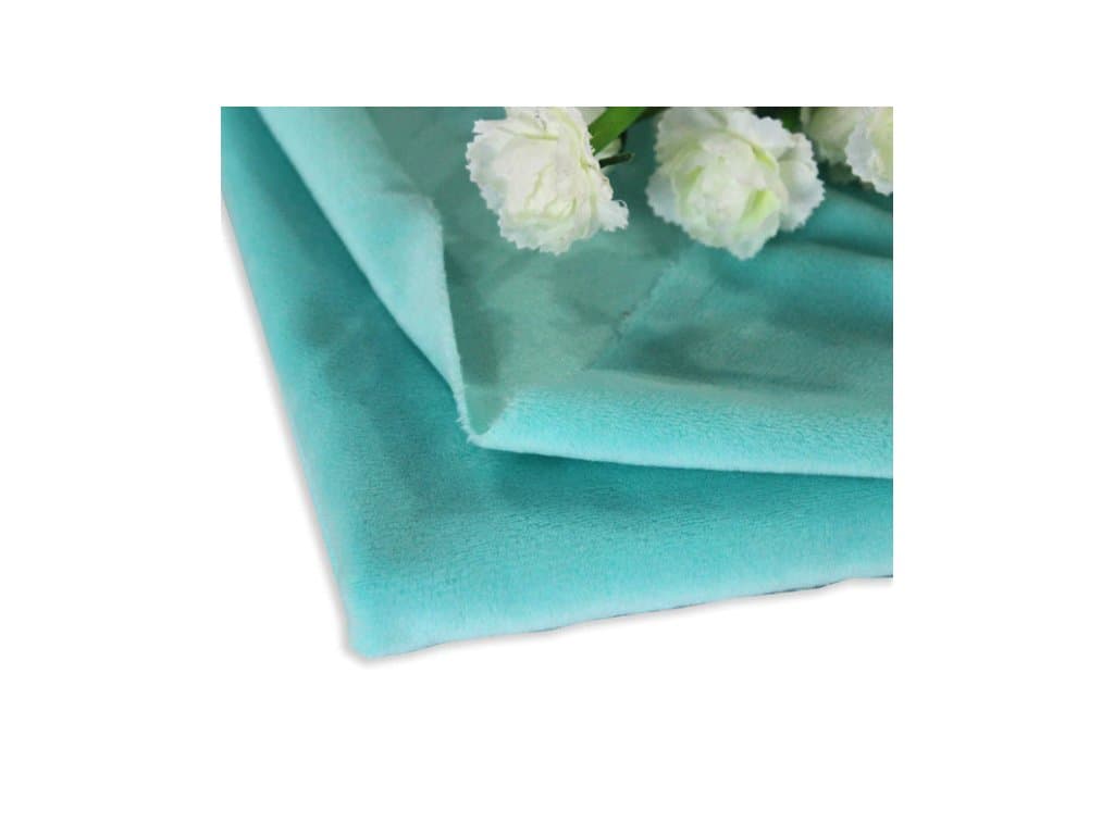 Plyšový měkký textil na šití látka tyrkysová