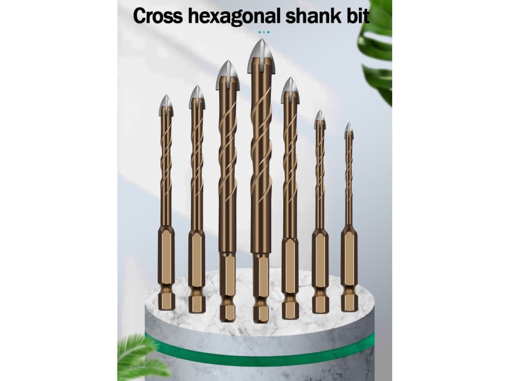 7ks Vrtáky Dlaždice Sklo Cement Kov Keramika Dřevo