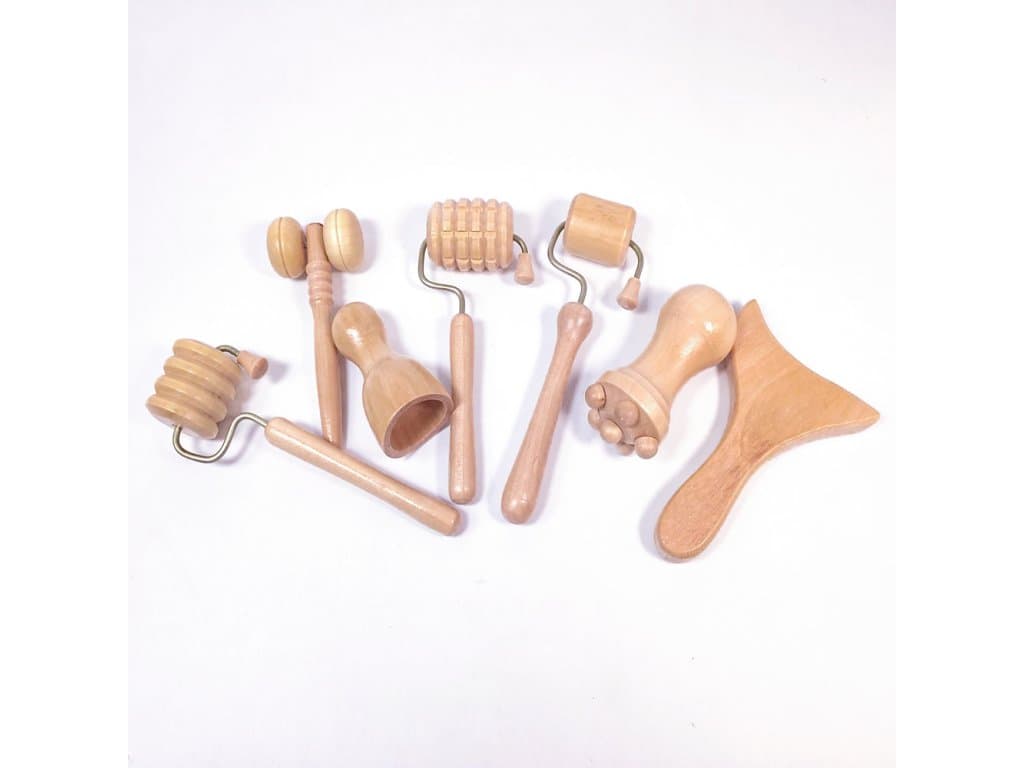 Dřevěná sada na masáž obličeje