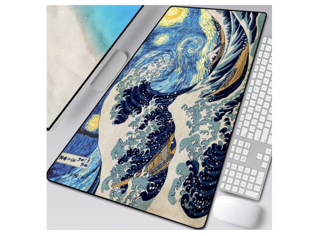 Velká podložka Počítačová herní podložka Vlny hvězdná obloha
