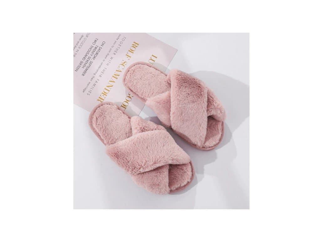 Zimní dámské pantofle z umělé kožešiny módní teplé boty