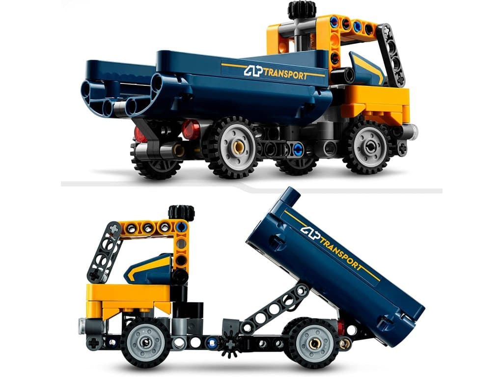 LEGO 42147 Technic sklápěč, sada 2 v 1 s modelem stavby a bagrem