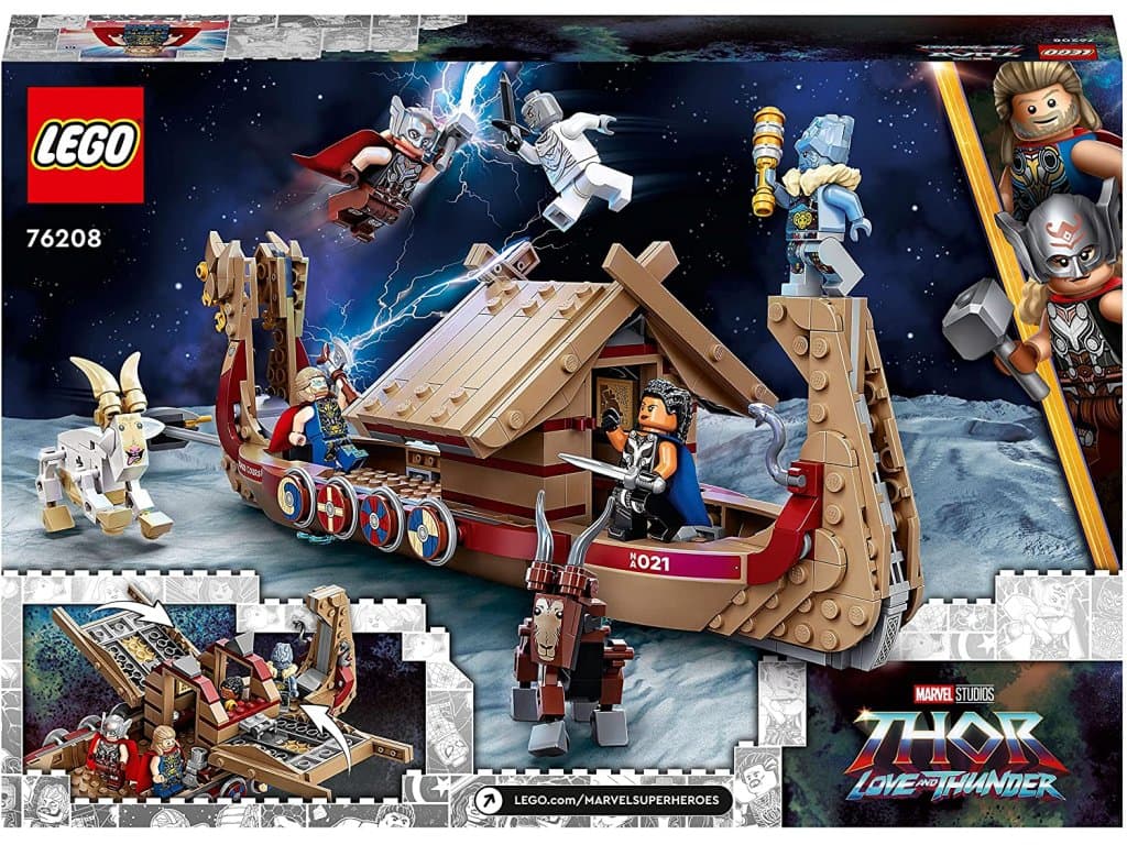 LEGO 76208 Marvel Kozí člun hračka loď z Thora: Love & Thunder, Avengers sada