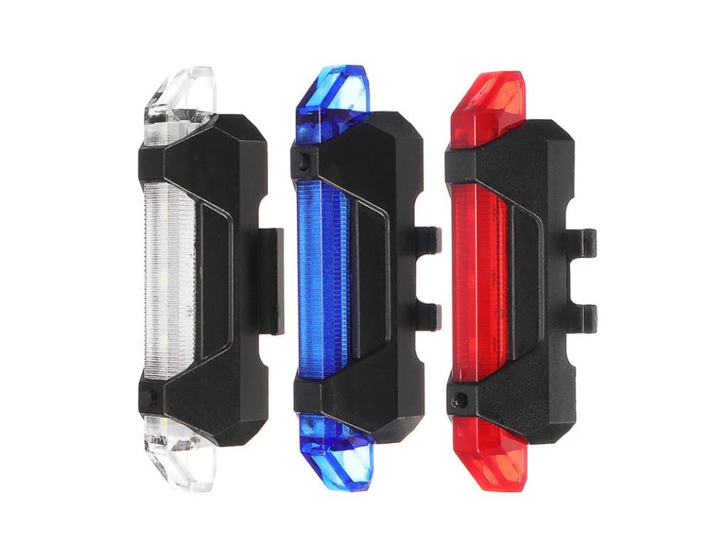 Cyklistické zadní světlo LED USB vodotěsné 3 barvy