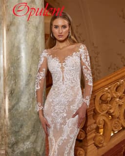 Svatební šaty z organzy s dlouhým rukávem a výstřihem do V, elegantní, svatební, vestido de novia, bílé, střih... - náhled 6