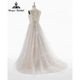2025 Boheme Chic Boho Beach Lace V Neck Loose Backless Letní svatební šaty pro ženy Svatební šaty Robe Mariee suknia slubna na míru - náhled 2
