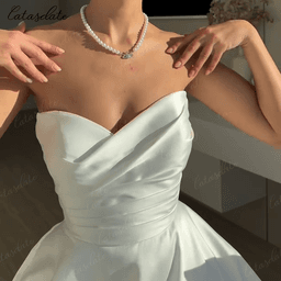 Catasdate Formální svatební šaty Elegantní saténové svatební šaty pro ženy Dlouhé zásnubní šaty vestidos de novia na míru - náhled 2