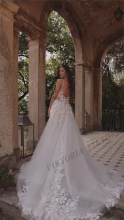 VIKTORIA Moderní svatební šaty s vlečkou a krajkou pro ženu, špagetová ramínka, aplikace, vestido de casamento, personalizované, na míru - náhled 5