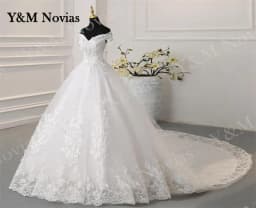 Svatební šaty Y&M Novias s odhalenými rameny, plus size, vestido de noiva, 2025, nové, vlečka nebo zem, velké, na míru, tylové, svatební - náhled 1