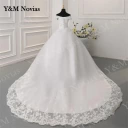 Svatební šaty Y&M Novias s odhalenými rameny, plus size, vestido de noiva, 2025, nové, vlečka nebo zem, velké, na míru, tylové, svatební - náhled 2