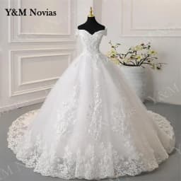 Svatební šaty Y&M Novias s odhalenými rameny, plus size, vestido de noiva, 2025, nové, vlečka nebo zem, velké, na míru, tylové, svatební - náhled 14