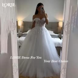 LORIE Vintage třpytivé krajkové svatební šaty áčkové šaty lesklé odhalené ramena srdíčko svatební šaty princeznovské třpytivé šaty na míru - náhled 3