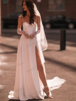 Okouzlující svatební šaty Elegantní svatební šaty Sexy s vysokým rozparkem pro formální večírek Okouzlující Vestidos De Novia na míru 2025 - náhled 3