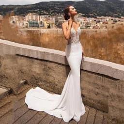 Sexy mořská panna s otevřenými zády svatební šaty pro ženy 2025 s výstřihem do V, krajkou, aplikací a odhalenými zády, svatební šaty Vestidos De Novia na míru - náhled 4