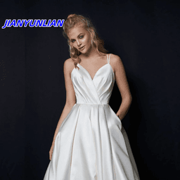 Módní saténové svatební šaty na míru, sexy špagetová ramínka, nabírané záhyby, jednoduché svatební šaty vestido de noiva - náhled 5