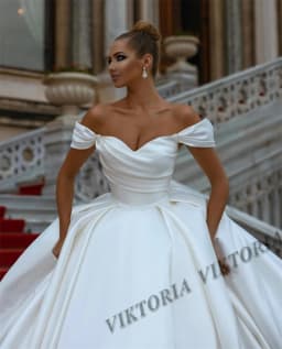 Svatební šaty VIKTORIA princezna saténové pro ženu 2025 nevěsta plesové šaty s odhalenými rameny šněrovací šaty Vestidos De Novia na míru - náhled 3