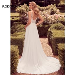 RODDRSYA Boho elegantní svatební šaty Áčkové šaty s výstřihem do V a aplikací, odhalené záda, svatební šaty z šifonu, na míru - náhled 3