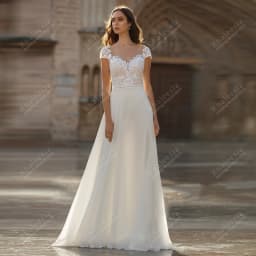 Svatební šaty z českého šifonu, krajkové aplikace, svatební šaty s dlouhým rukávem, róby pro formální večírek, vestidos de novia, na míru 2025 - náhled 2