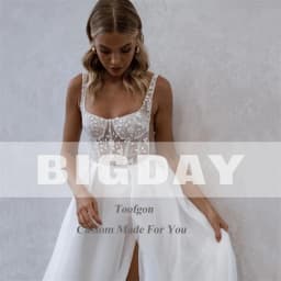 Svatební šaty A-Line s krajkou a otevřenými zády, čtvercovým límcem, špagetovými ramínky, rozdělenými, svatebními šaty, vlečkou, vestidos de noiva - náhled 6