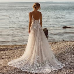 VIKTORIA Trendy svatební šaty pro nevěstu, srdíčko, špagetová ramínka, knoflíky, župan de mariée pro ženy, personalizované úpravy - náhled 4