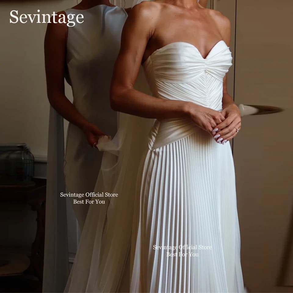 Sevintage slonovinové jednoduché svatební šaty s mořskou pannou, dlouhé saténové svatební šaty s motivem srdce, boho bez rukávů, svatební a plesové šaty na míru