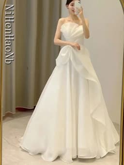 Svatební šaty bez ramínek pro nevěstu - elegantní bílé svatební šaty Vestidos De Novia - náhled 2