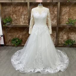 Elegantní svatební šaty áčkového střihu s dlouhým rukávem, krajkovým tylem a plážovými šaty s aplikací a výstřihem do O... - náhled 7