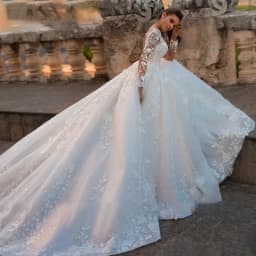 Luxusní svatební šaty áčkového střihu s dlouhým rukávem a krajkou, svatební šaty s výstřihem do O-neck, vintage styl, střih na míru - náhled 2