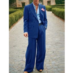 Pánský dvoudílný pruhovaný oblek - elegantní ležérní oblečení do práce, na večírky, na společenské příležitosti, do práce - náhled 6