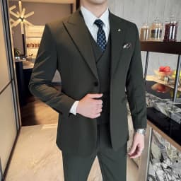 Slim Fit třídílný svatební oblek - formální smoking se dvěma knoflíky pro ženicha a mládence - náhled 2