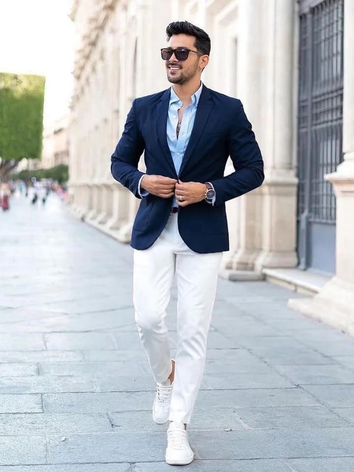 Pánský dvoudílný oblek Slim Fit - ležérní smokingový blazer s kalhotami, formální svatební oblečení