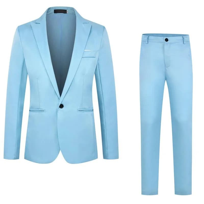 Pánský dvoudílný oblek slim fit - sako a kalhoty na jeden knoflík, ležérní business outfit