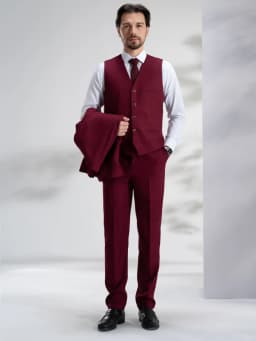 Pánský oblek (sako + vesta + kalhoty) Business Gentleman Fashion Slim Work Jednobarevný Plus Size Fair Dress Svatební oblek pro svědka - náhled 5