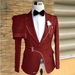 Pánský žakárový oblek, 2dílná sada, formální, svatební, ženichův, smoking, vysoce kvalitní sako, kalhoty, párty, večerní outfit pro muže - náhled 6