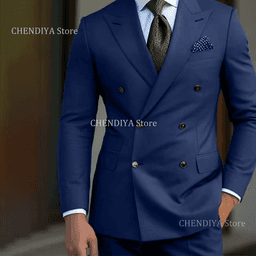 Pánský dvoudílný oblek slim fit, dvouřadé zapínání, smoking, svatební, formální, sako, kalhoty - náhled 2