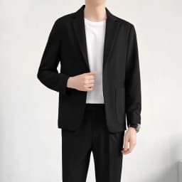 Pánský černý dvoudílný oblek - formální, svatební, večírek, sako a kalhoty, elegantní outfit - náhled 2