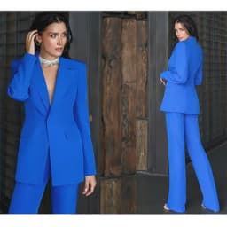 Dámský dvoudílný sako - jednořadé sako a kalhoty, kancelářský outfit - náhled 2