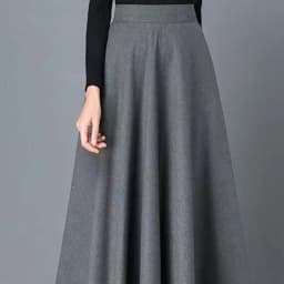 Dámská maxi sukně s vysokým pasem a kapsami - dlouhá prodyšná kancelářská sukně, plus size - náhled 6