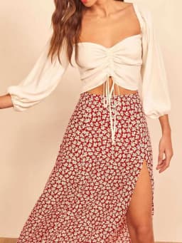 Dámská vintage sukně s vysokým pasem a rozparkem - ležérní letní streetwear volný střih elegantní styl - náhled 6