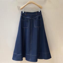 Dámská džínová sukně s vysokým pasem do áčka - vintage sepraná dlouhá slim fit poloviční sukně - náhled 4