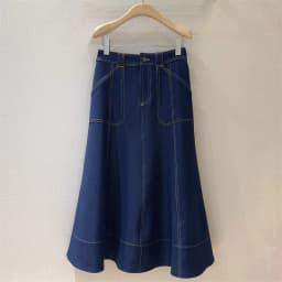 Dámská džínová sukně s vysokým pasem do áčka - vintage sepraná dlouhá slim fit poloviční sukně - náhled 3