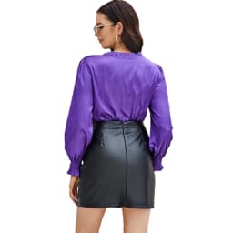 Dámská sukně z umělé kůže s vysokým pasem, elastická, slim fit, mini sukně, černá, hnědá, šedá, velikost S-XXXL - náhled 3
