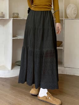 Dámská skládaná maxi sukně áčkového střihu - Elastický pas, vrstvená dlouhá letní sukně - náhled 6