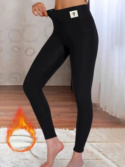 Dámské zimní teplé legíny s fleecovou podšívkou a vysokým pasem, slim fit kalhoty - náhled 4