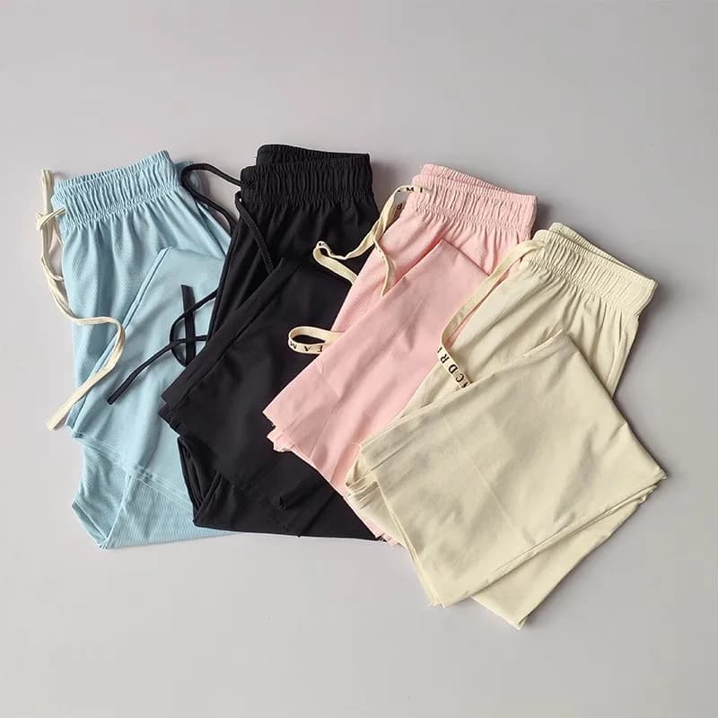 Dámské kalhoty s širokými nohavicemi z ledového hedvábí, letní volné, ležérní, na jógu, sportovní, s ochranou proti slunci, prodyšné