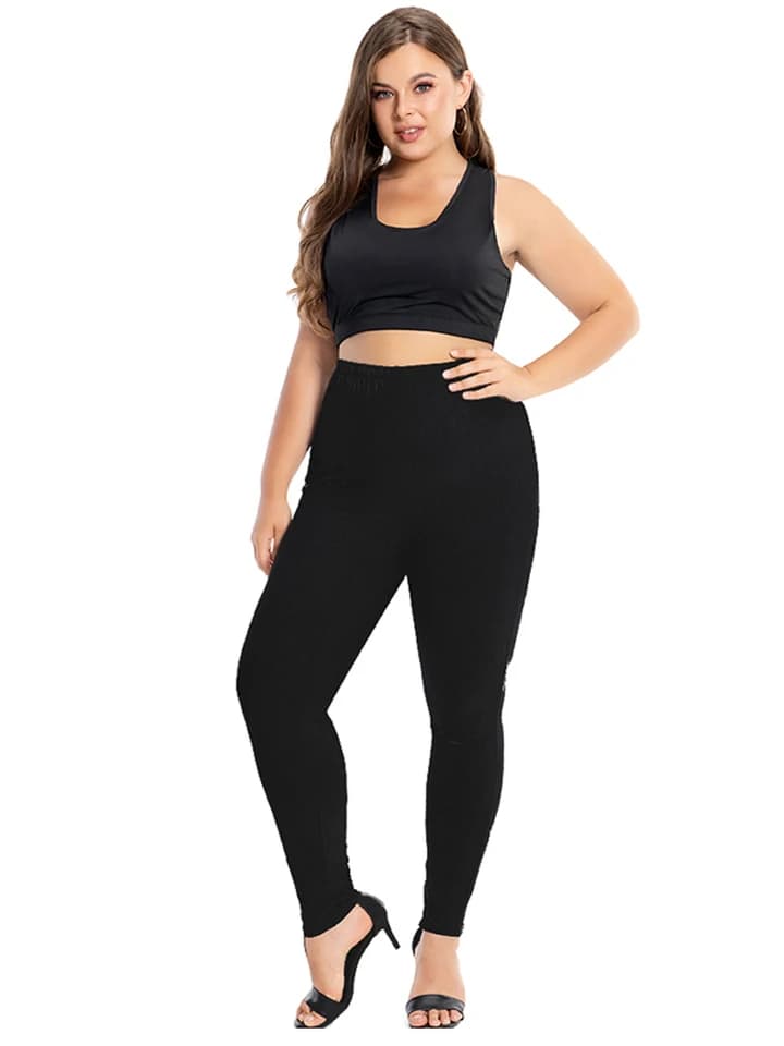Dámské legíny s vysokým pasem, plus size, modal, bavlna, strečové, 5XL, 6XL, 7XL, jednobarevné